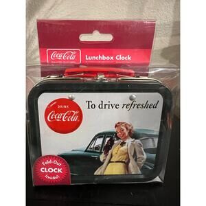 New Sealed Coca-Cola Collectible Tin Lunchbox w/ Fold-Out Clock – 1950s Ad